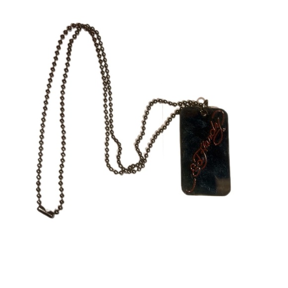 Authentic Ed Hardy Silver Trendy Style Dog Tag Fierce Tiger Pendant Necklace OS - Picture 2 of 2